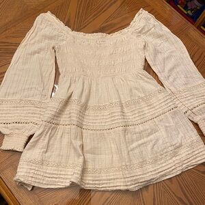 American Eagle Outfitters Cream Off-Shoulder Blouse